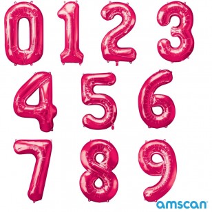 Shaped Pink 34" Number Balloon 0-9 - Inflated